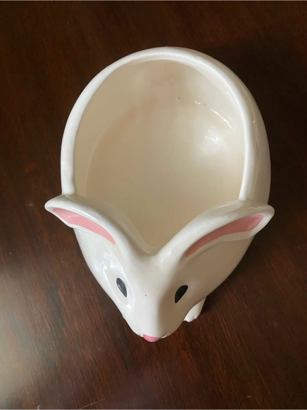 Ceramic Pink & White Bunny Planter - Home Accents